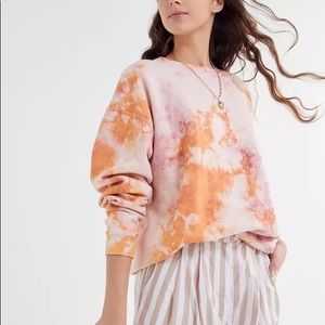 UO Oversized Pink One Size Tie Dye Crewneck